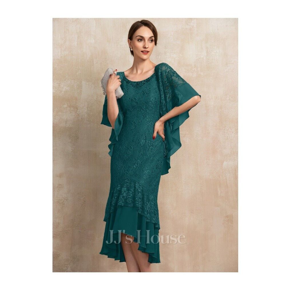 New JJ's House Trumpet/Mermaid Scoop Asymmetrical‎ Chiffon Lace Size 22W